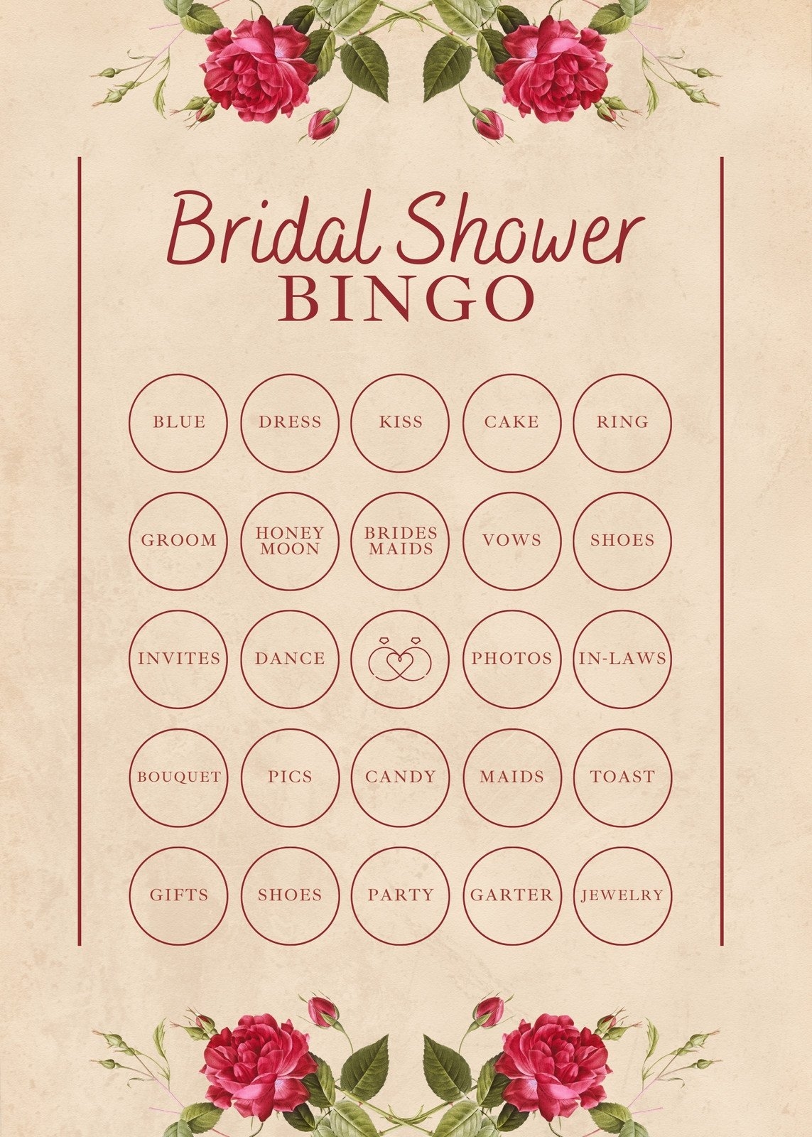Free Printable Bridal Shower Bingo