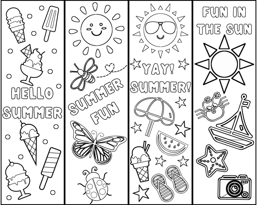 Cute Free Printable Bookmarks To Color For Kids Summer Fun Worksheets Library