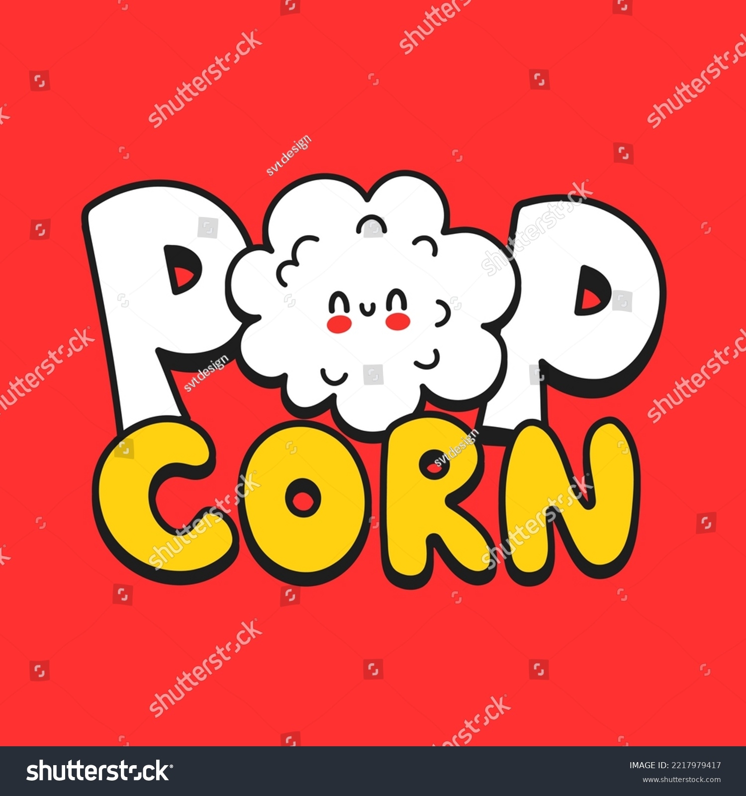 Cute Happy Funny Popcorn Logo Template Stock Vector Royalty Free 2217979417 Shutterstock
