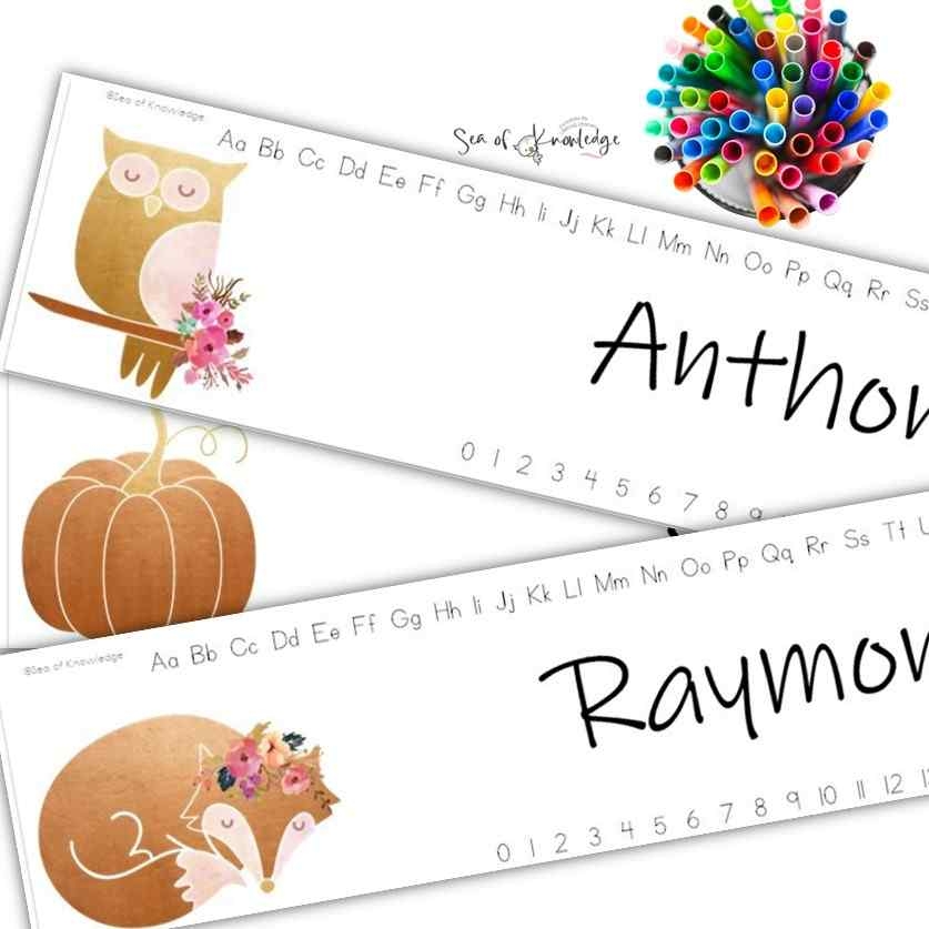 Cute Printable Fall Name Tags Editable Sea Of Knowledge