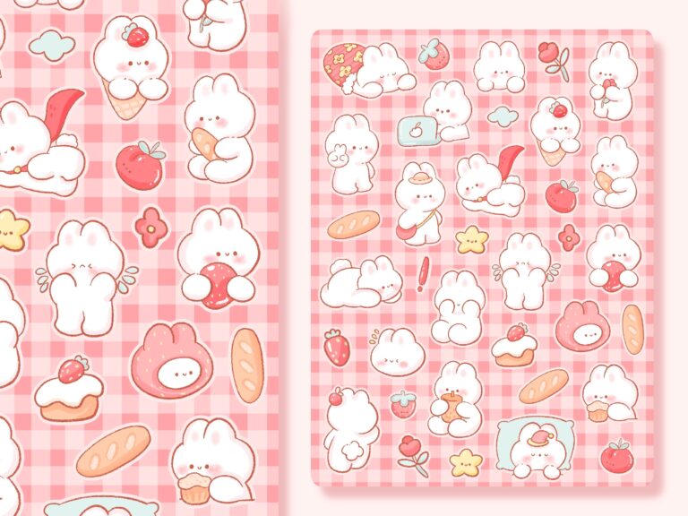Cute Printable Sticker Sheet Bunny Clipart Commercial Use PNG Etsy