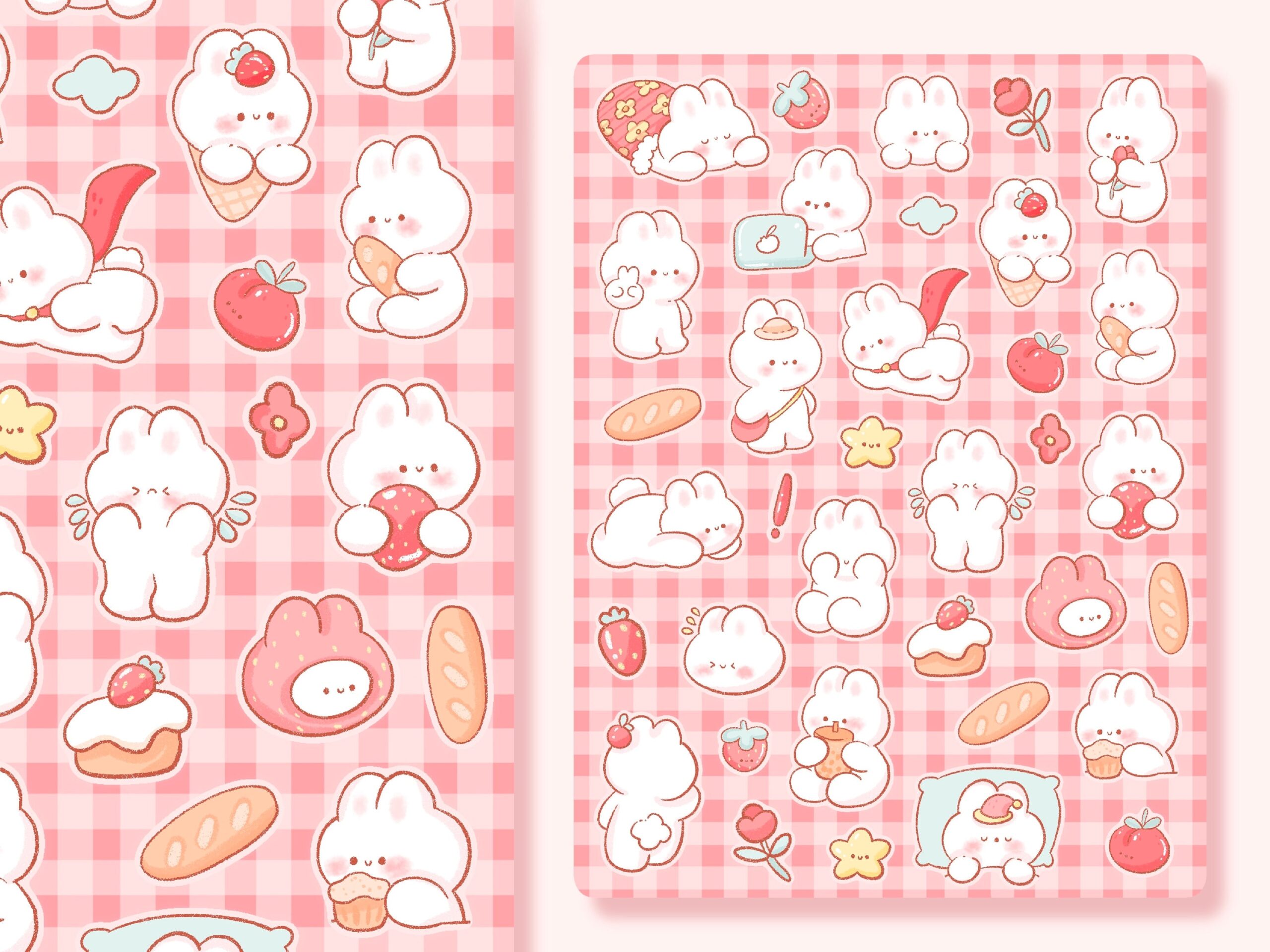 Cute Printable Sticker Sheet Bunny Clipart Commercial Use PNG Etsy
