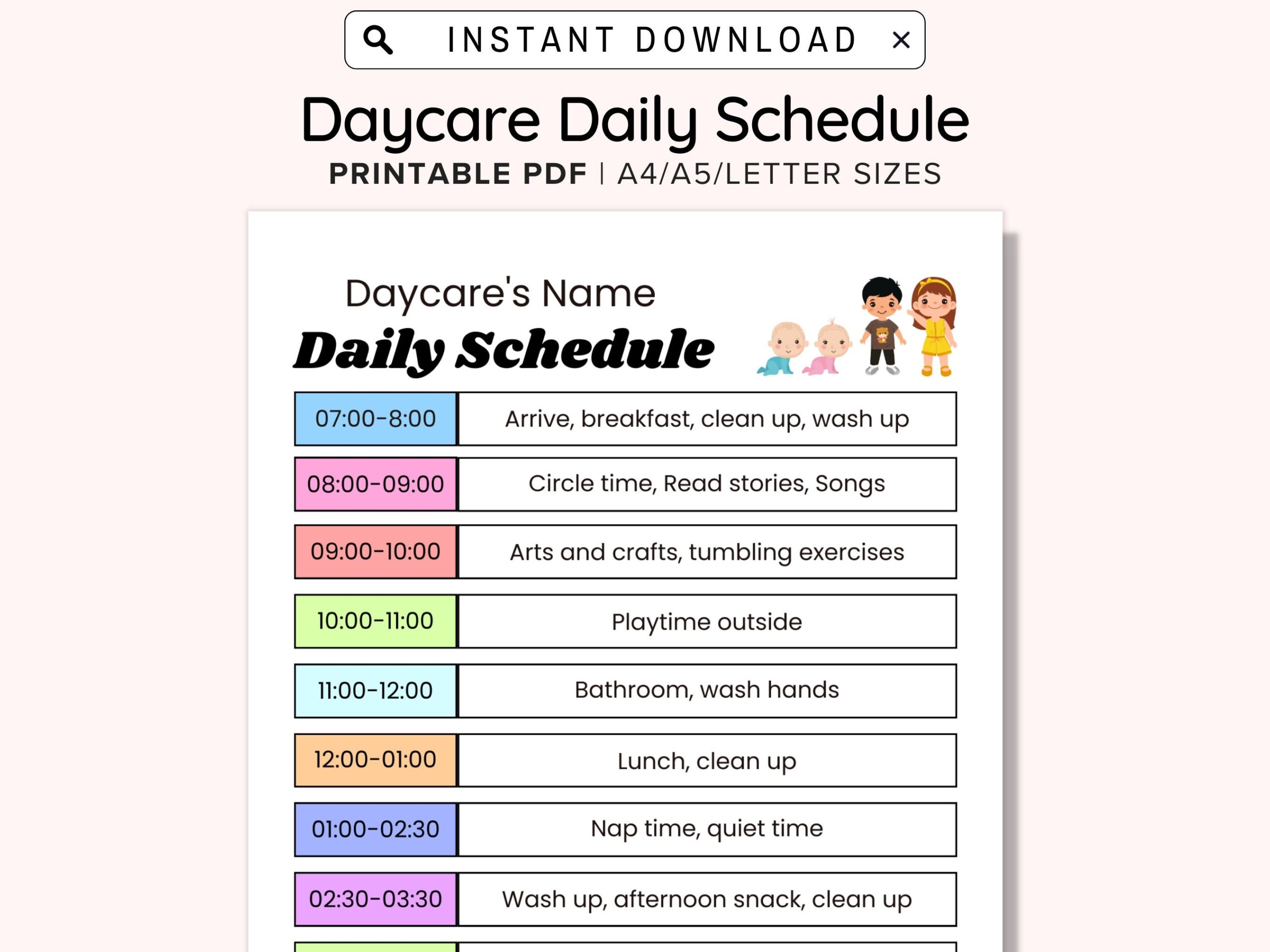 Daily Daycare Schedule Perfect For Daycare Home Daycare Or Worksheets Library