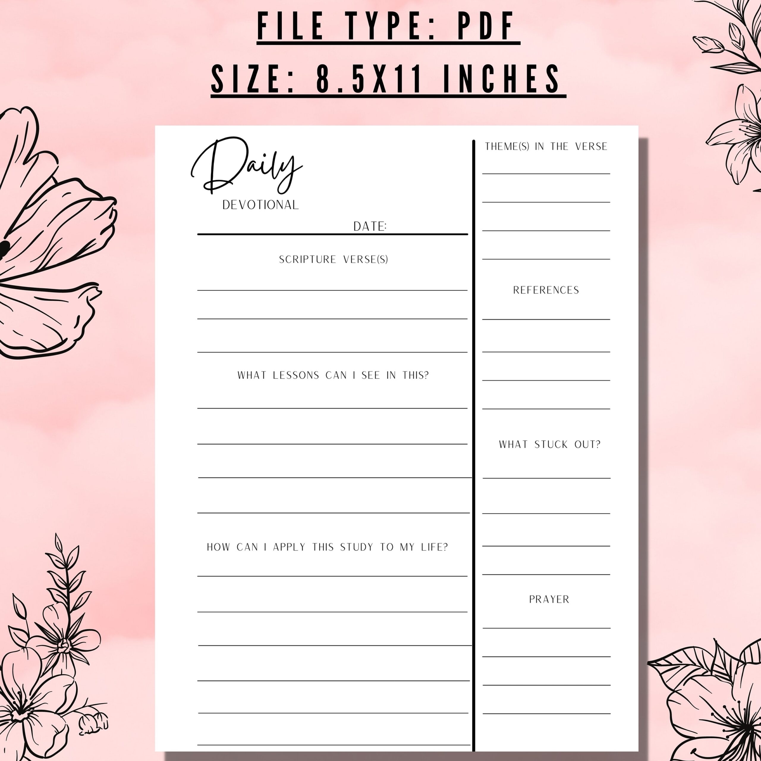 Daily Devotional Template Printable Multicolor Bundle PDF 8 5x11 Size Etsy