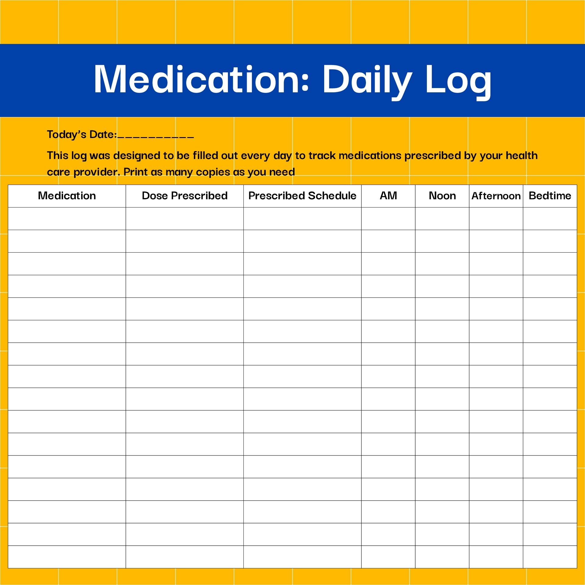 Medication Log Free Printable