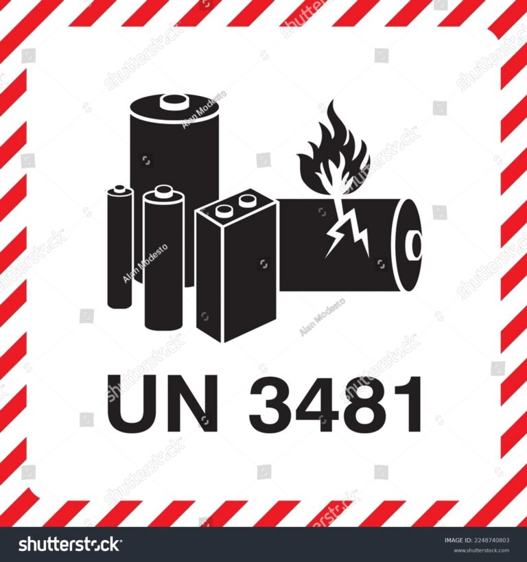 Dangerous Label Hazard Lithium Battery Un3481 Stock Vector 