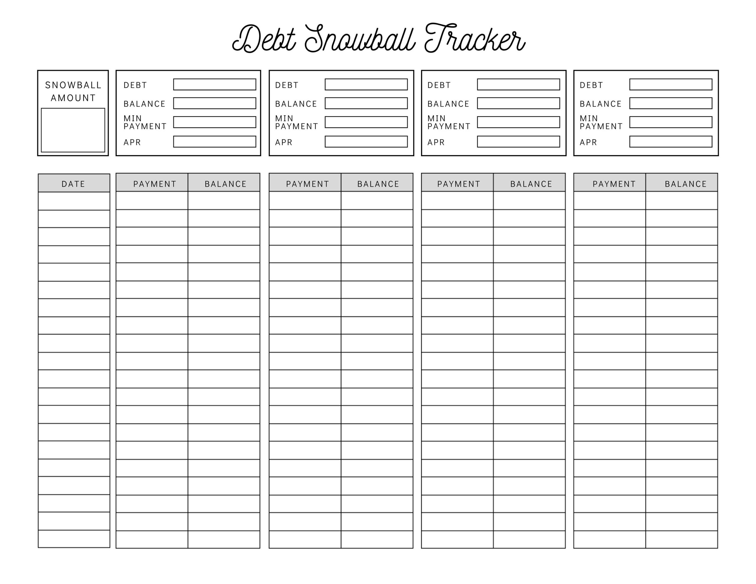 Debt Snowball Tracker Printable Debt Payment Worksheet Debt Payoff Progress Log Debt Free Goal Chart Instant Download