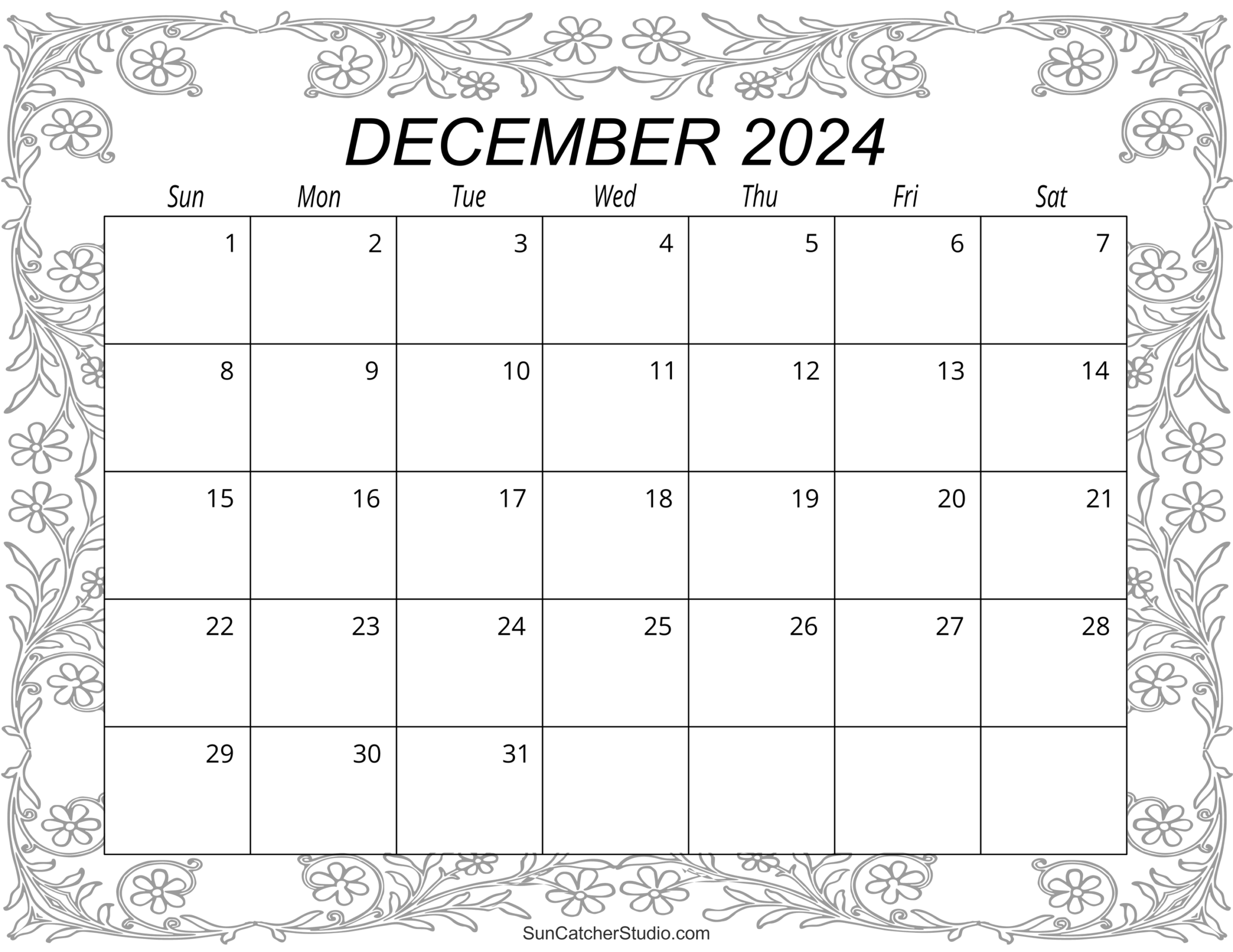 December 2024 Calendar Free Printable Free Printables Monograms Design Tools Patterns U0026 DIY Projects