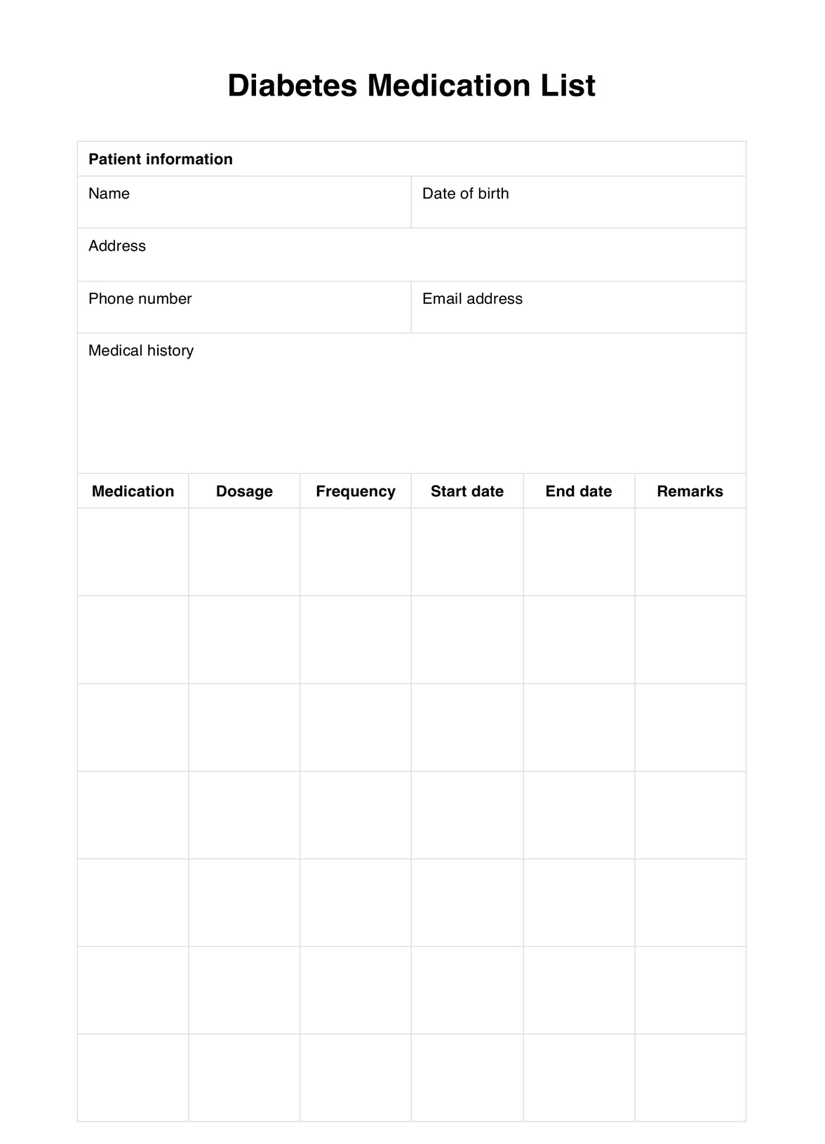 Free Printable Medication List Pdf