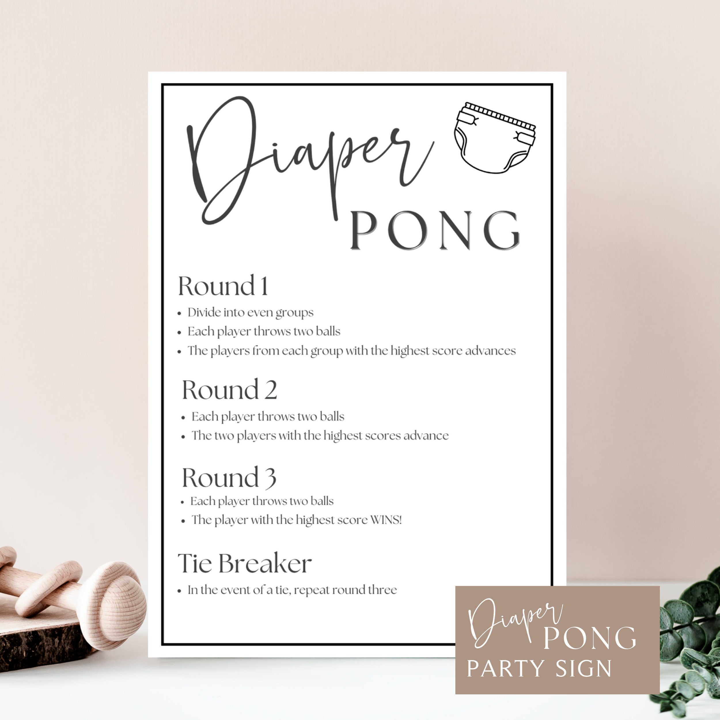 Diaper Pong Baby Shower Game Baby Shower Activity Instant 