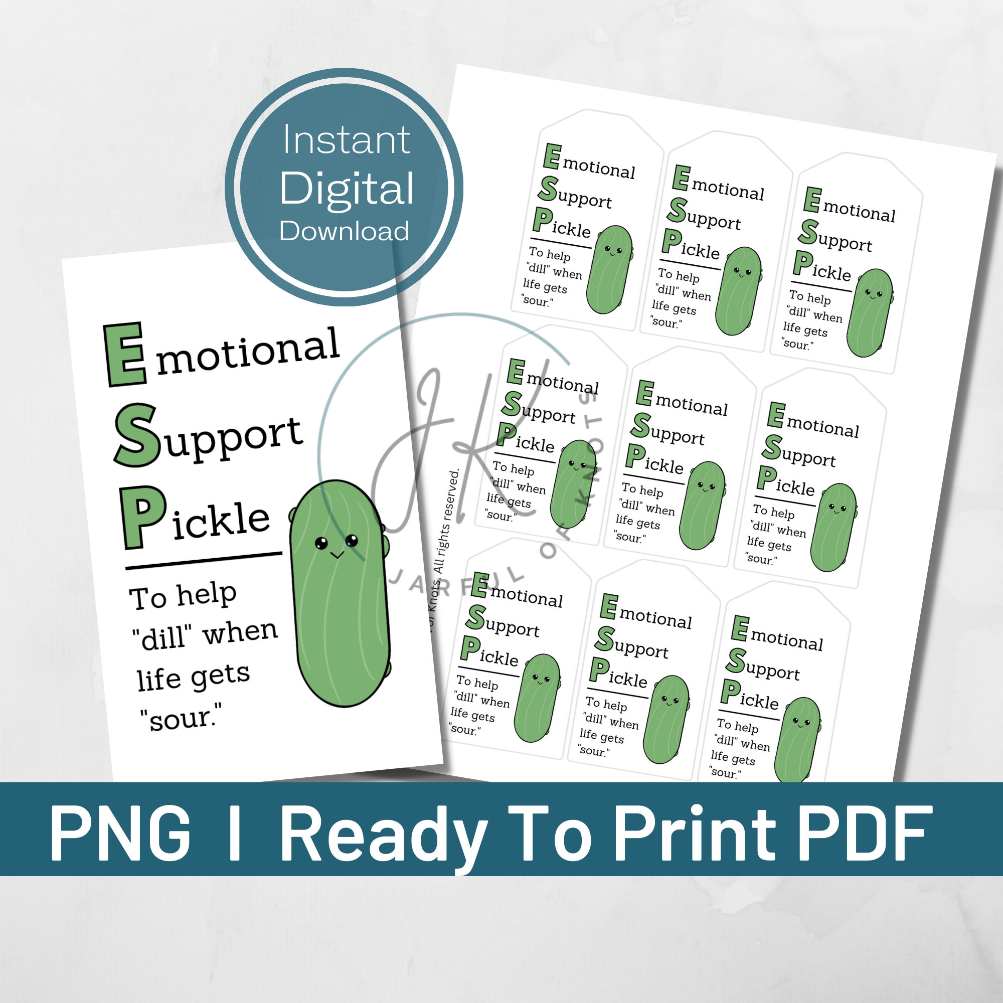 Digital Download Emotional Support Pickle Printable Tag PDF PNG Crochet Plush Tag Crochet Plush Display Tag Pickle Pun Card Etsy