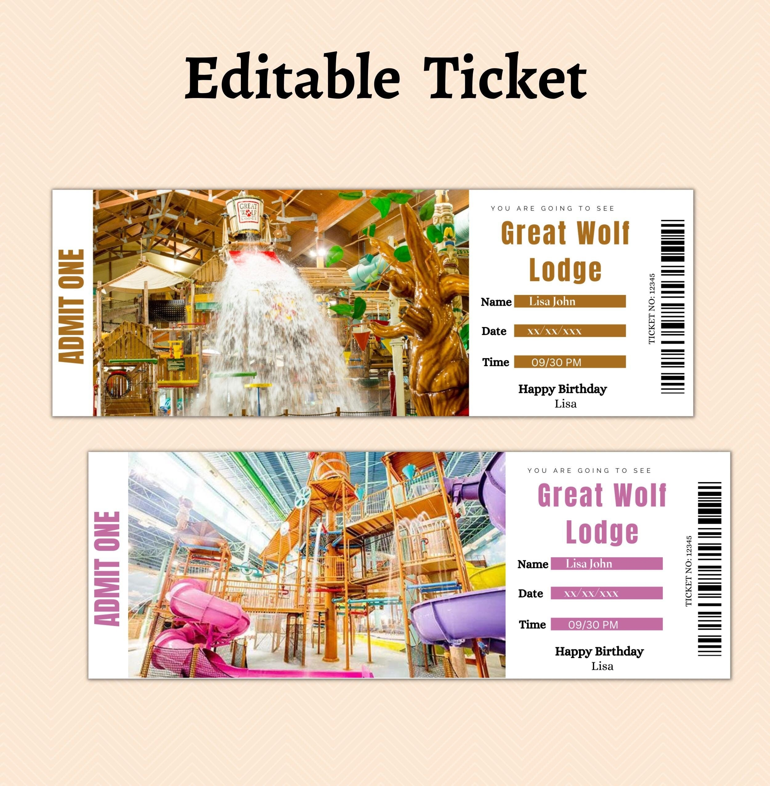 Digital Great Wolf Lodge Surprise Trip Gift Ticket Amusement Park 