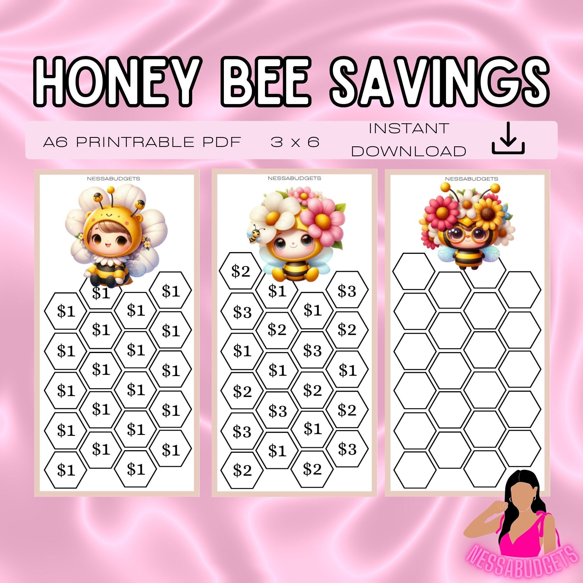 DIGITAL PDF Honey Bee Savings Set Of 3 Mini Savings Challenge Mini Monday Savings Challenge