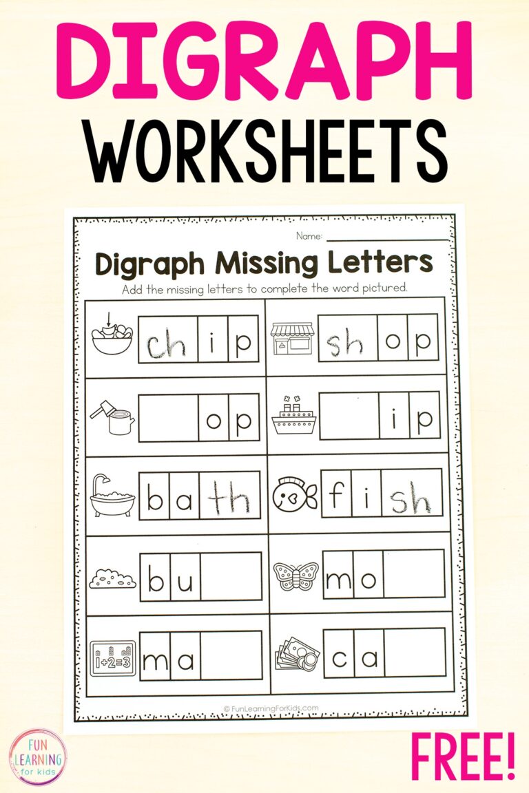 Digraph Missing Sound Worksheets For Phonics Practice