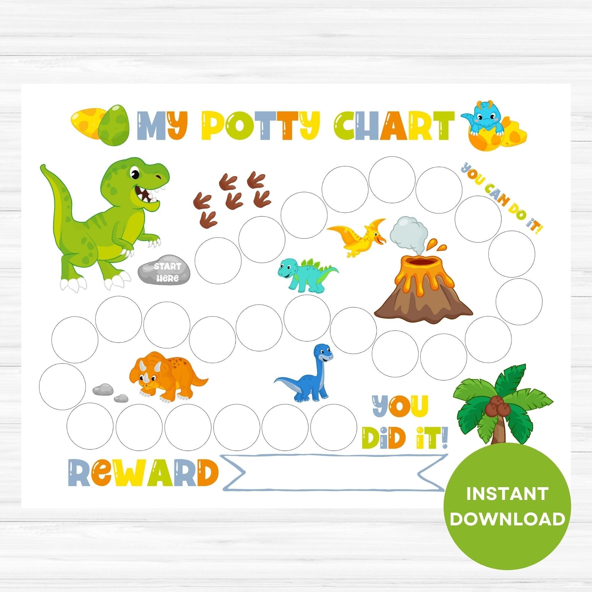 Dinosaur Potty Chart Printable Potty Training Chart Boy Sticker 