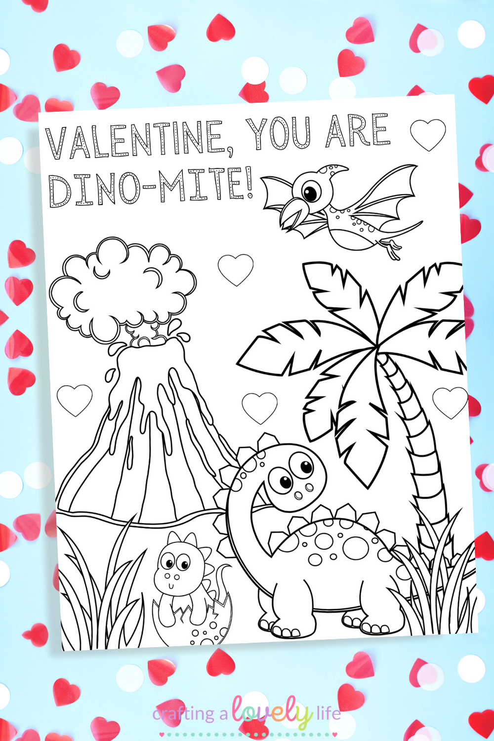 Dinosaur Valentine s Day Coloring Page Free Printable