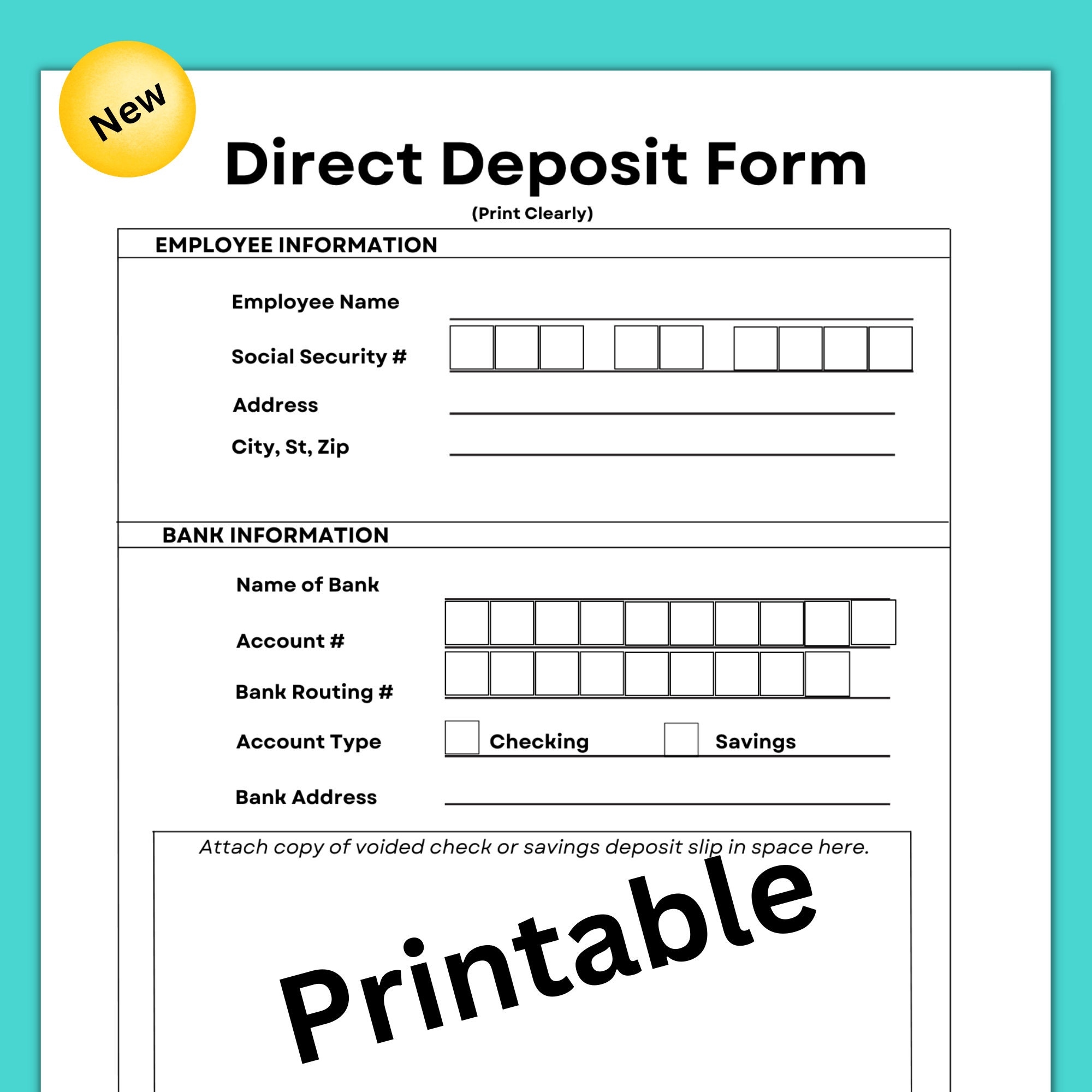 Direct Deposit Form Direct Deposit Authorization Form Small Worksheets Library