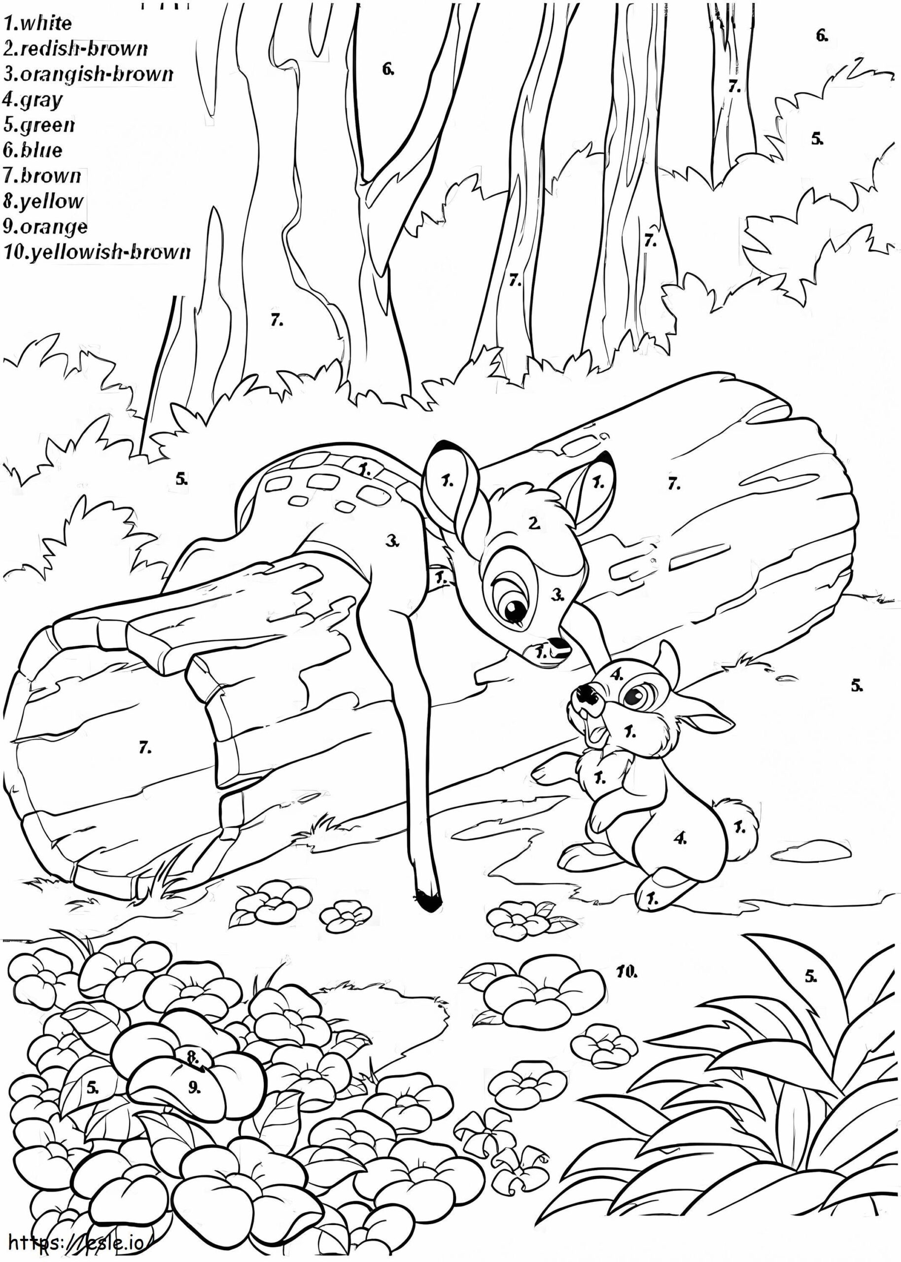 Disney Bambi Color By Number Coloring Page