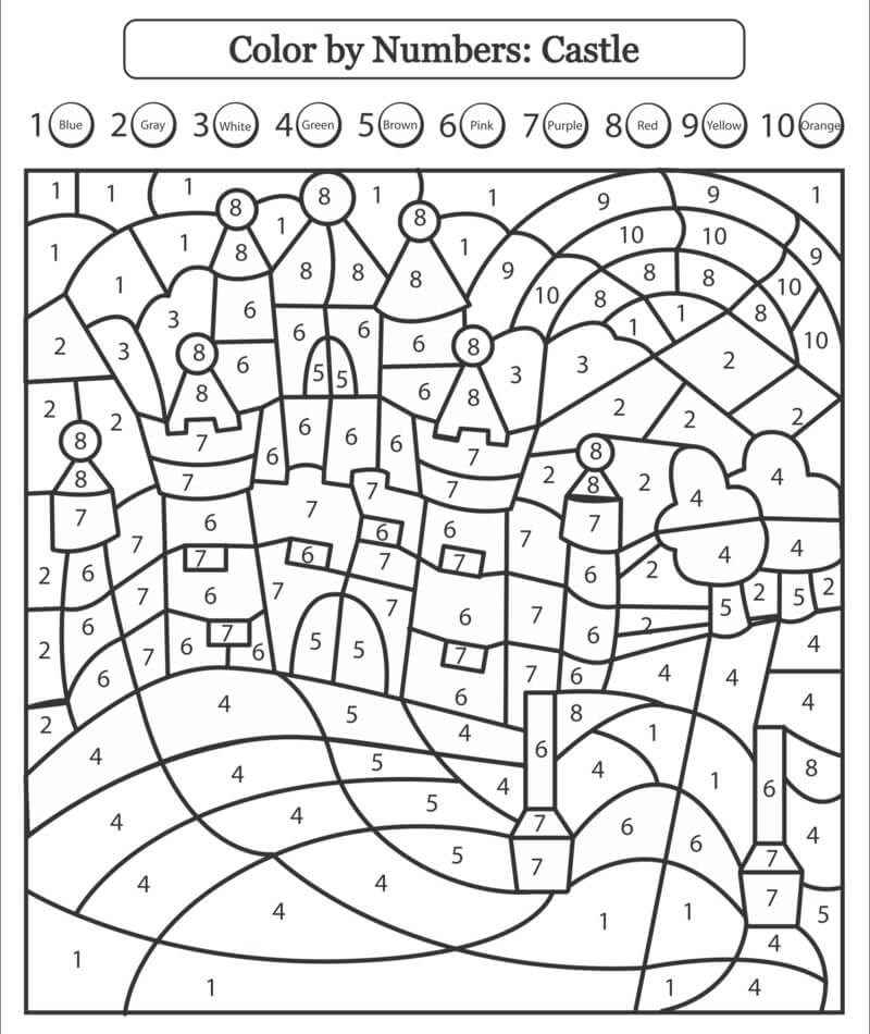 Disney Castle Color By Number Coloring Page Download Print Or Color Online For Free