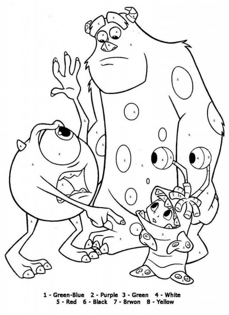 Disney Monsters Color By Number Coloring Page Download Print Or Color Online For Free