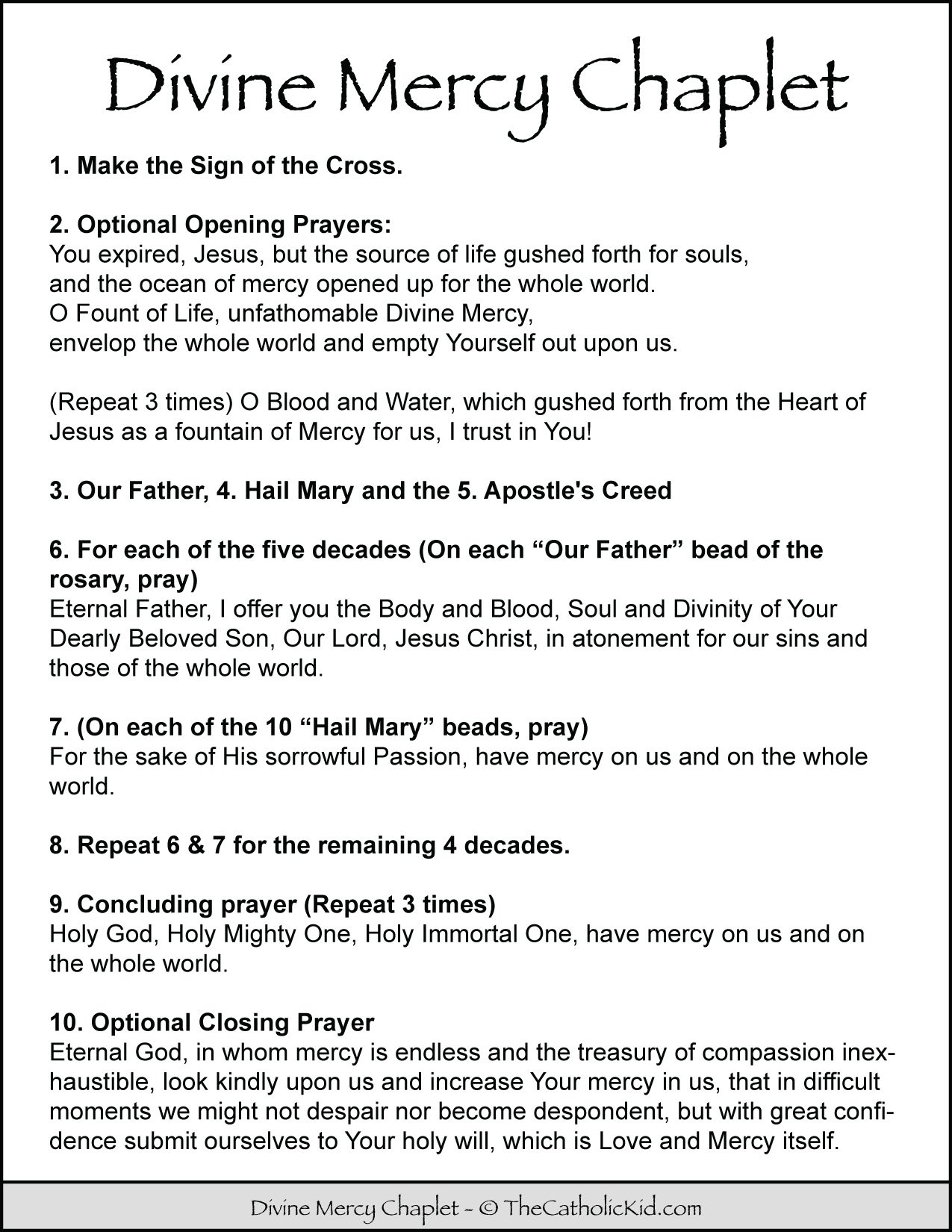 Divine Mercy Chaplet Download Pack TheCatholicKid