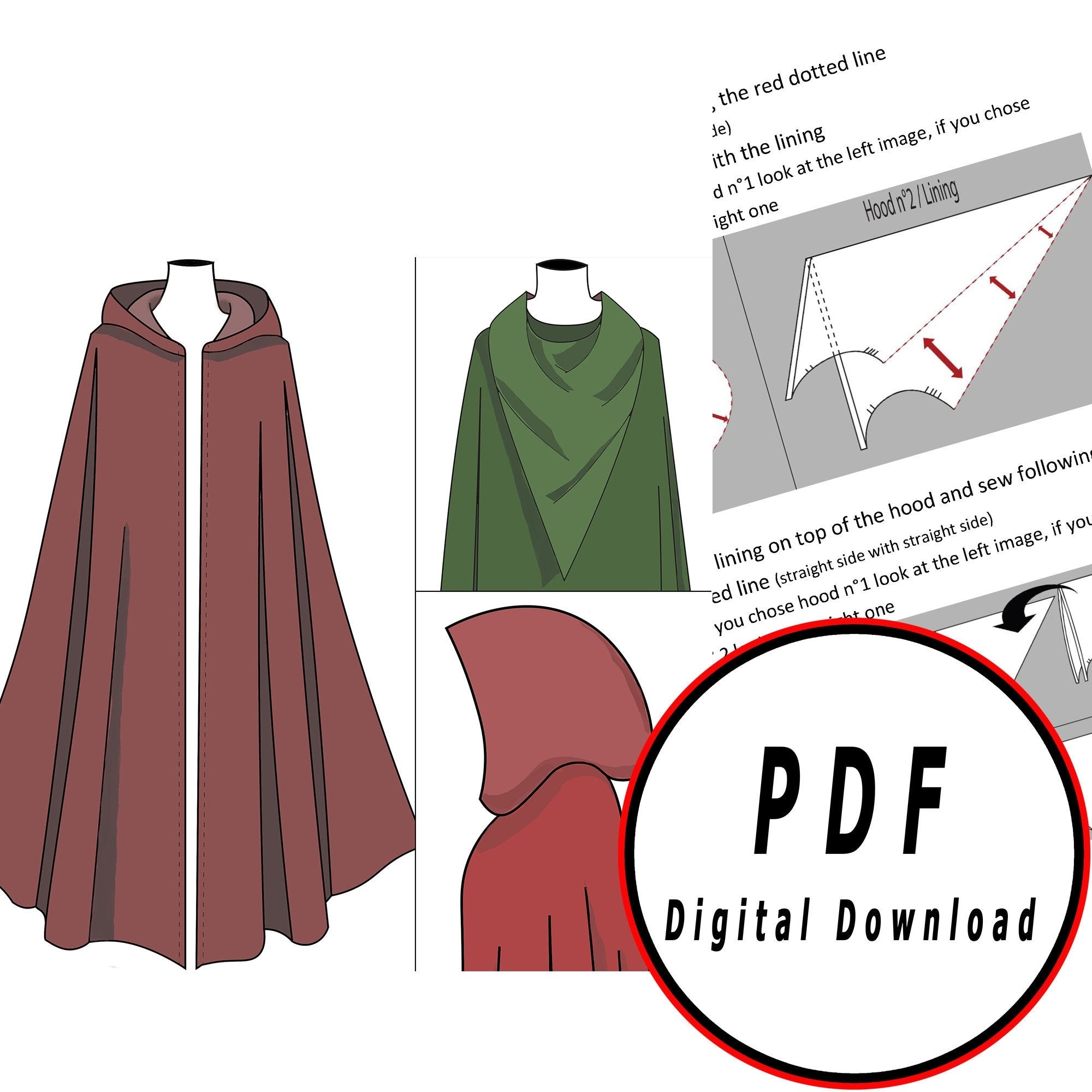 DIY Elvish Fantasy Medieval Cape Template Pattern Blueprint Pdf Vector Printable Digital Download Cosplay Costume Larp Pdf Etsy UK