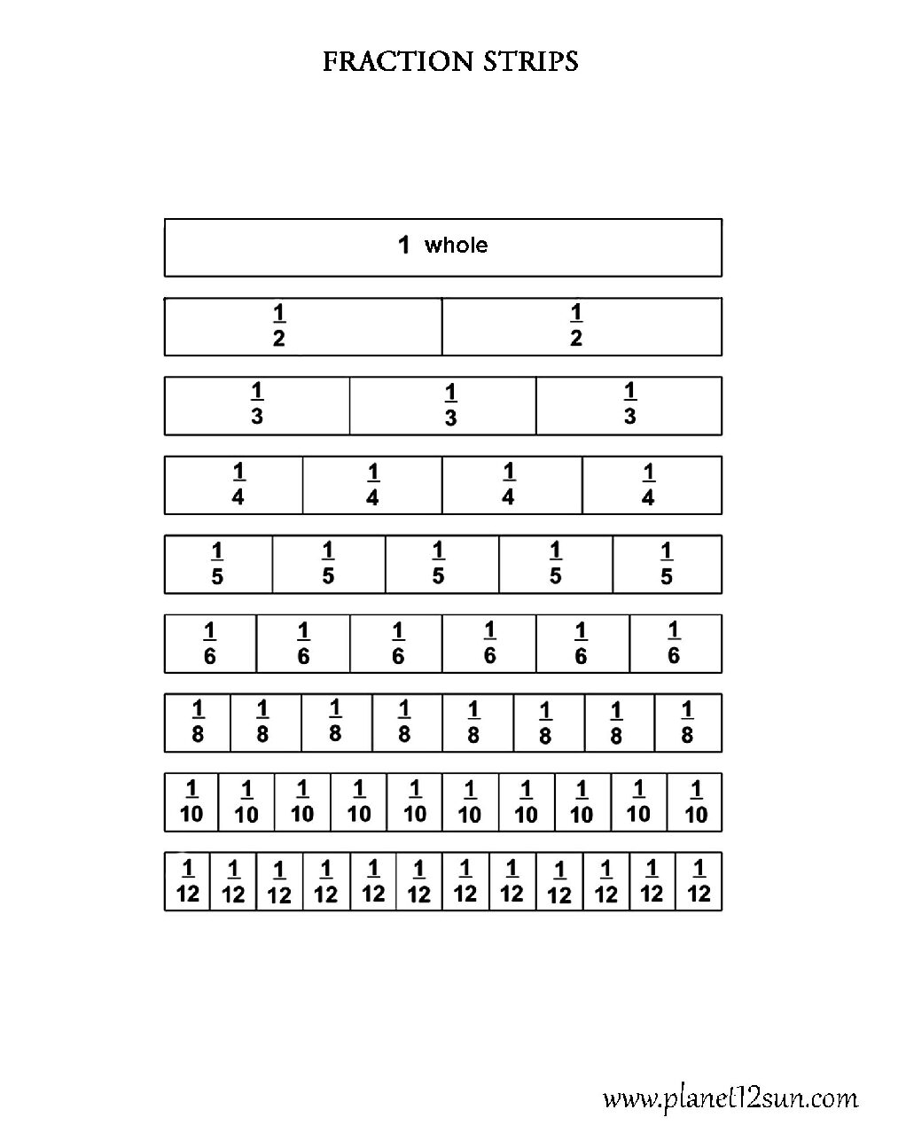 Printable Fraction Strips Free
