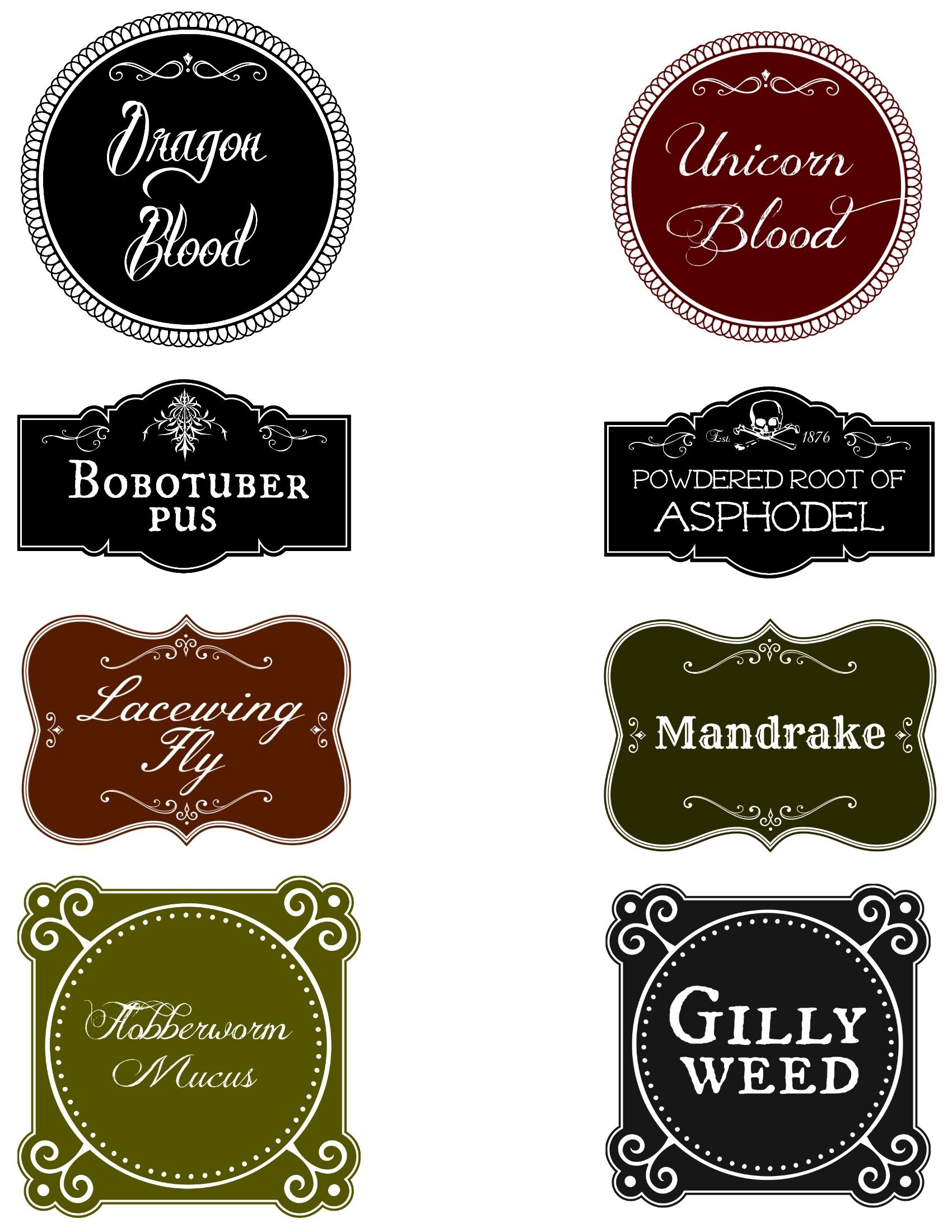 DIY Harry Potter Potion Bottles With Free Printable Labels and Worksheets Library