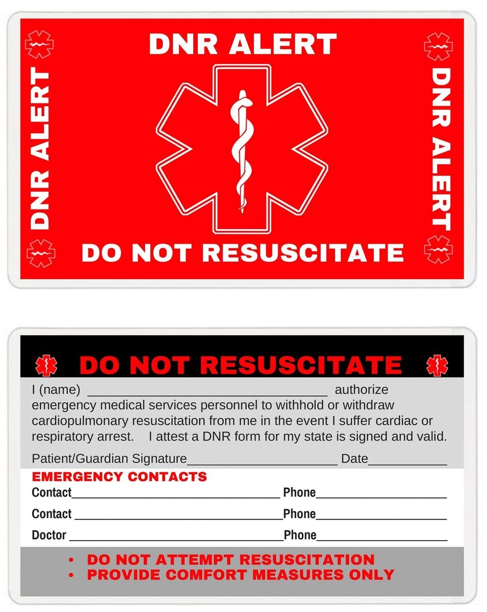 DNR Do Not Resuscitate Wallet Card DNR 101 Quantity 2 EBay