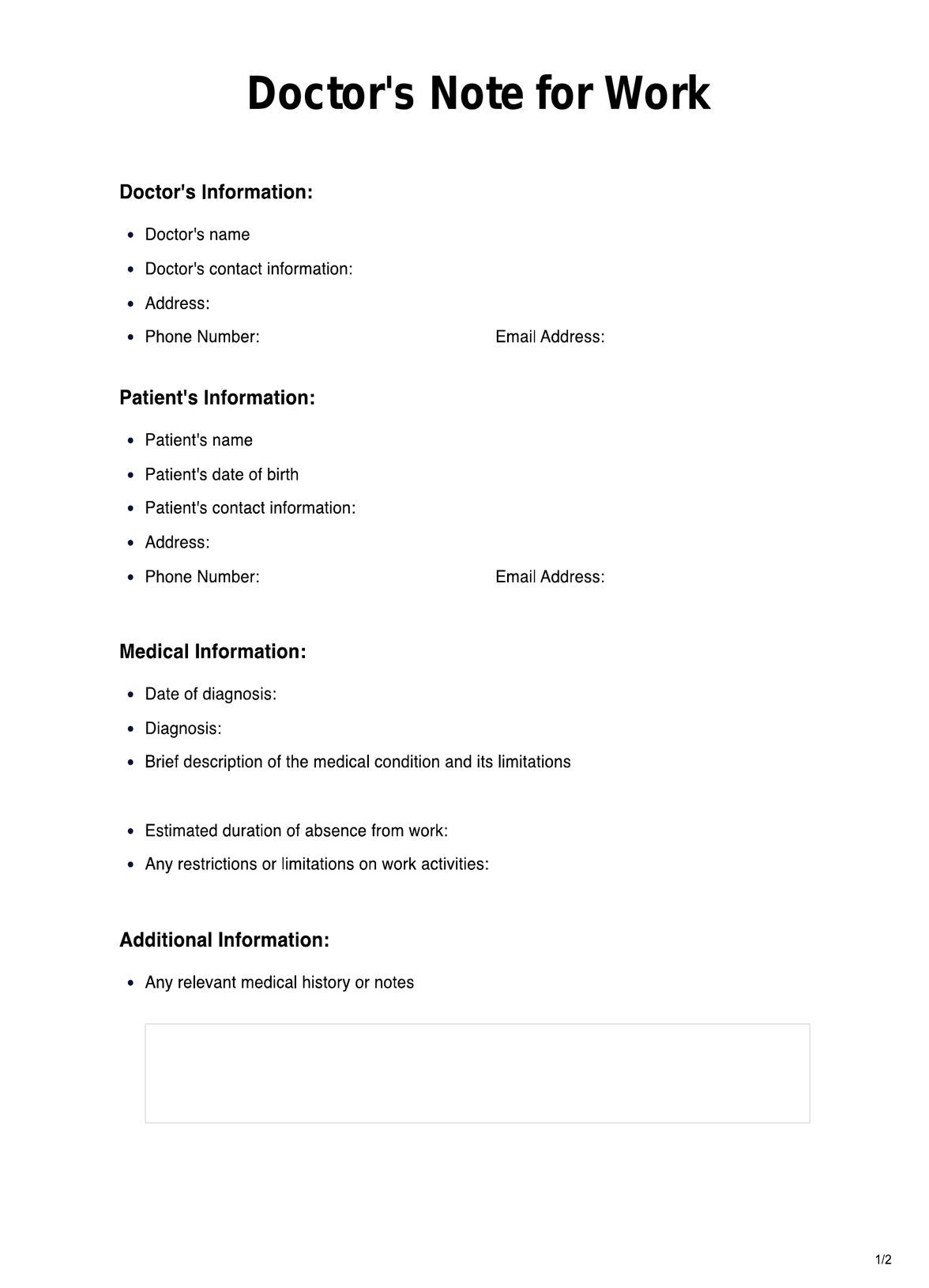 Doctors Note For Work Template U0026 Example Free PDF Download