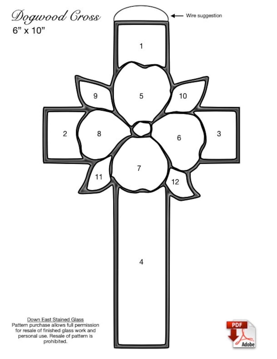 Dogwood Cross Stained Glass Pattern PDF Etsy