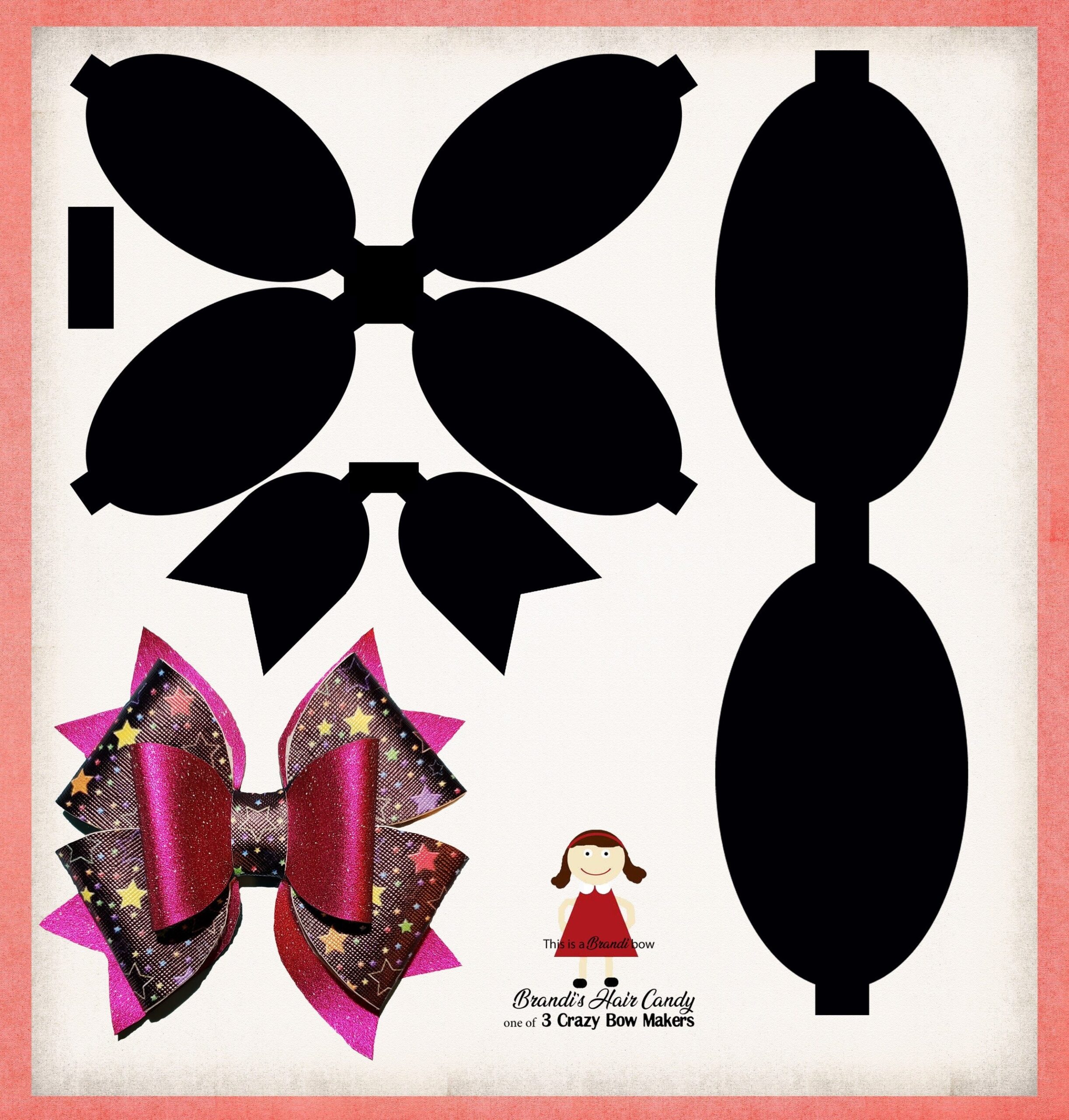 Double Loop Faux Leather Bow Template SVG DXF And Printable PDF 