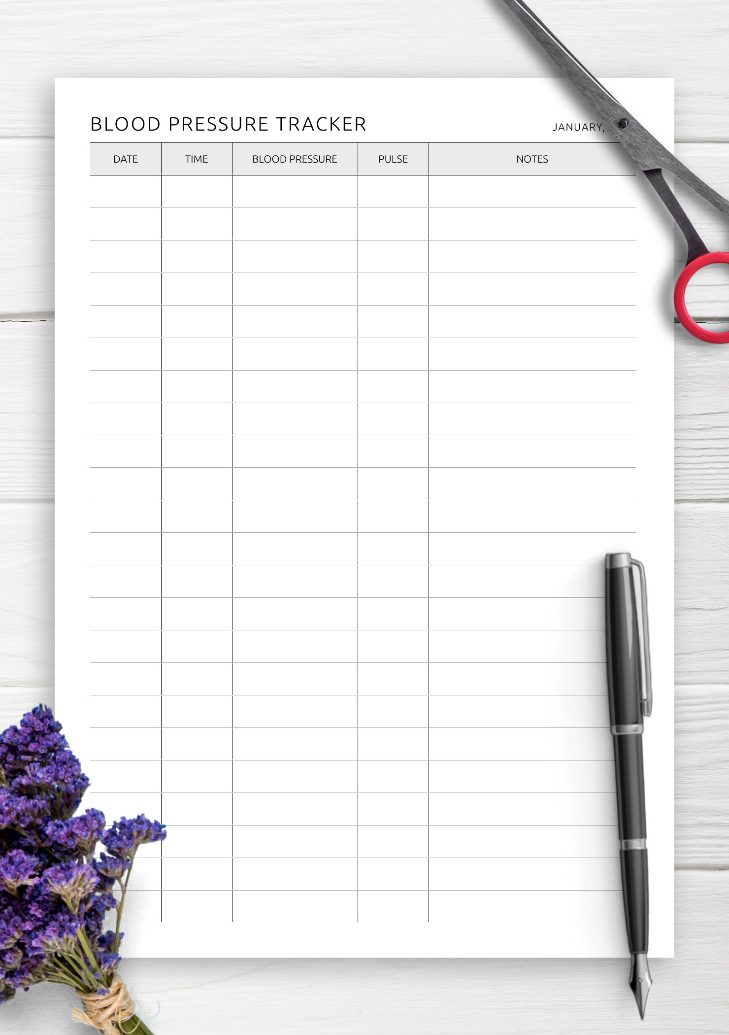Blood Pressure Log Sheet Printable Free