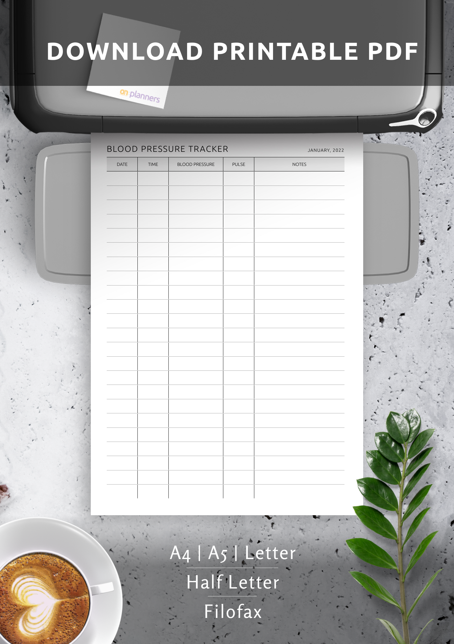 Download Printable Blood Pressure Tracker Original Style PDF