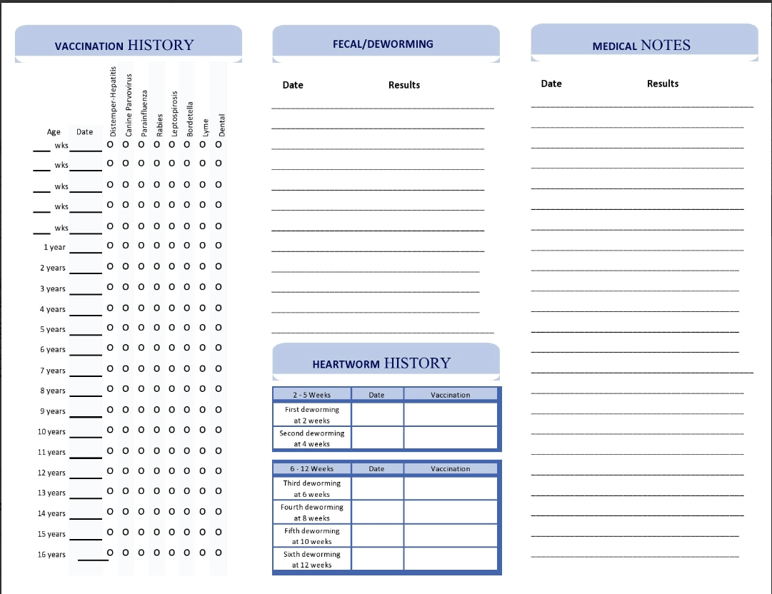 Download Printable Pet Health Record Template Excel WPS Office Blog
