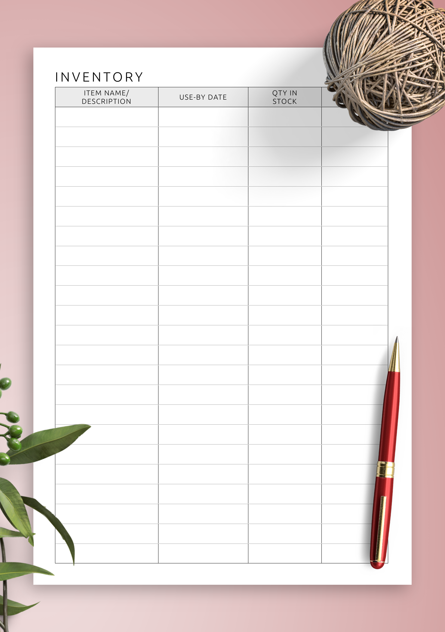 Free Printable Inventory Sheet Pdf