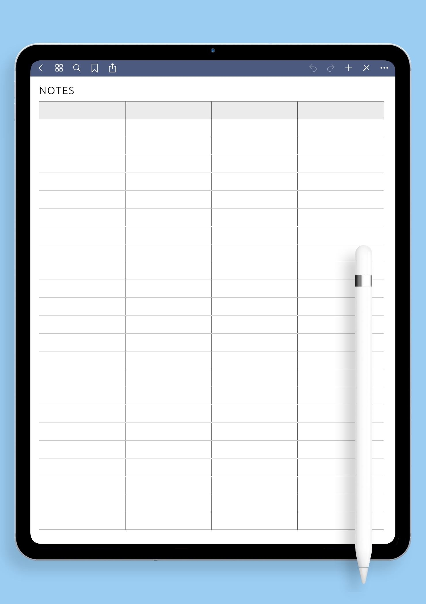 Download Printable Table 4 Column PDF