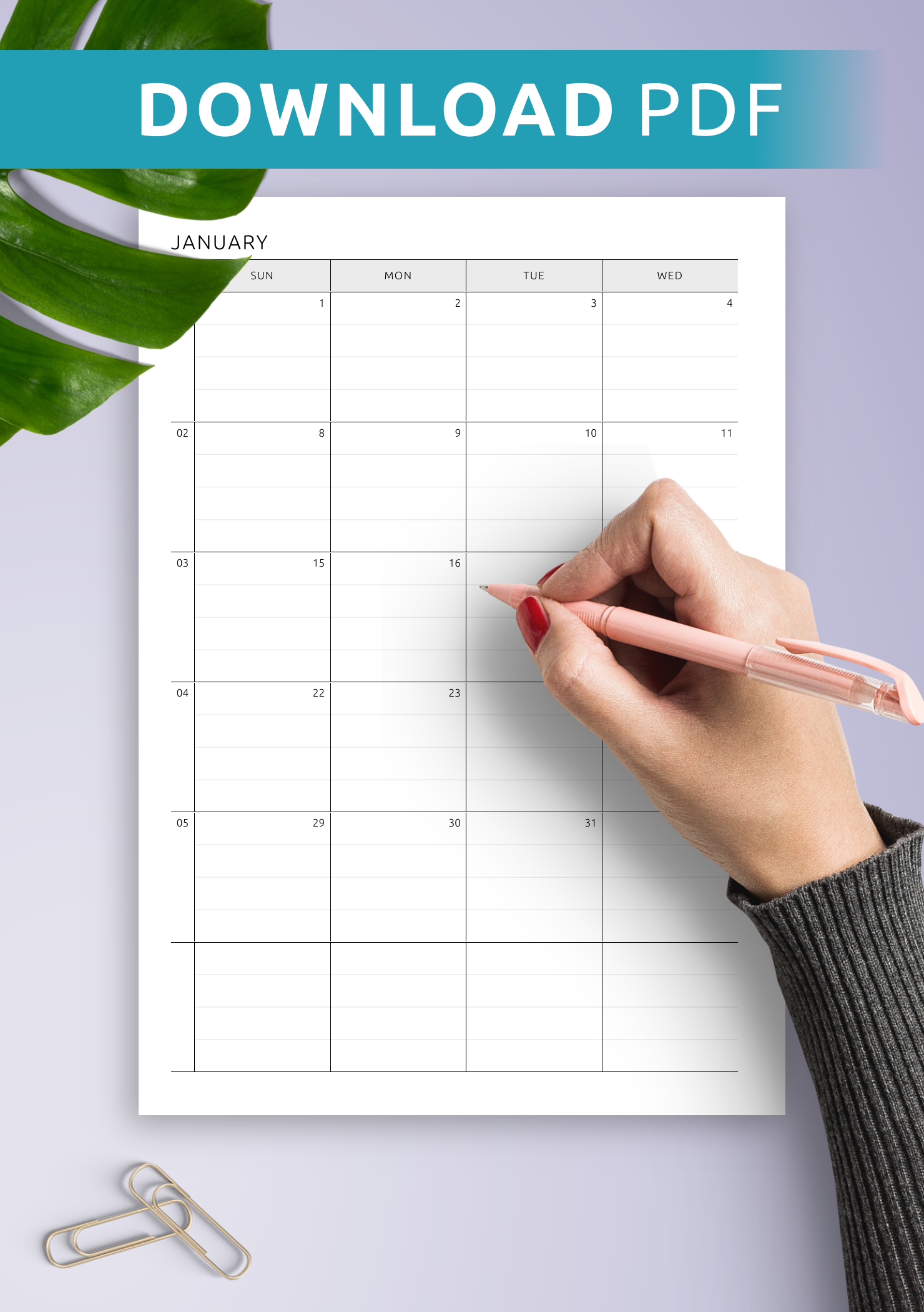 Free Printable Calendar With Lines