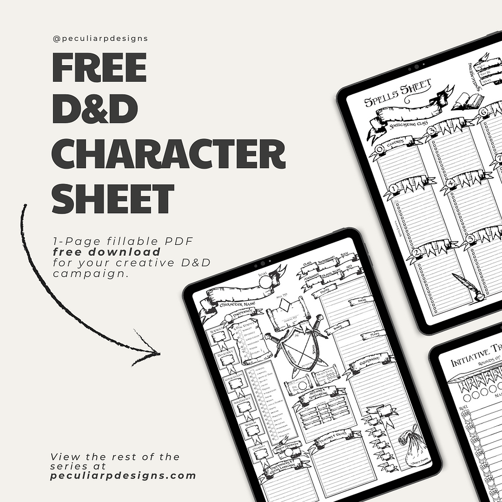 Du0026D Full Creative Character Sheet PDF DOWNLOAD Fillable PeculiarPDesigns