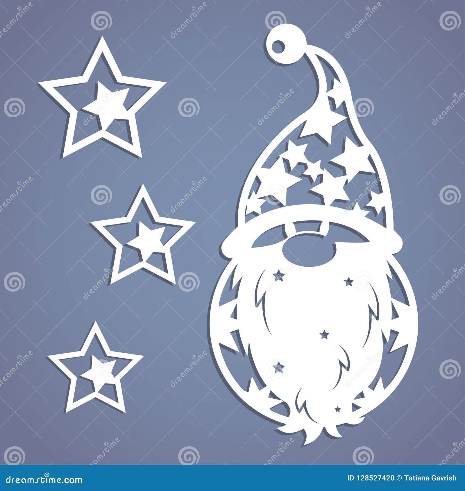 Dwarf Stencil Christmas Gnome Stock Vector Illustration Of Gift Cards 128527420