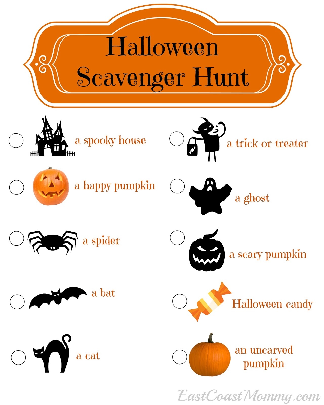 Free Printable Halloween Scavenger Hunt