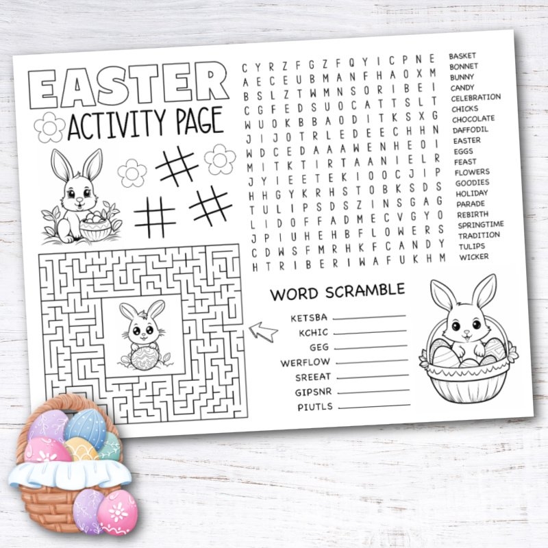 Easter Activity Page Free Printable Krafty Planner