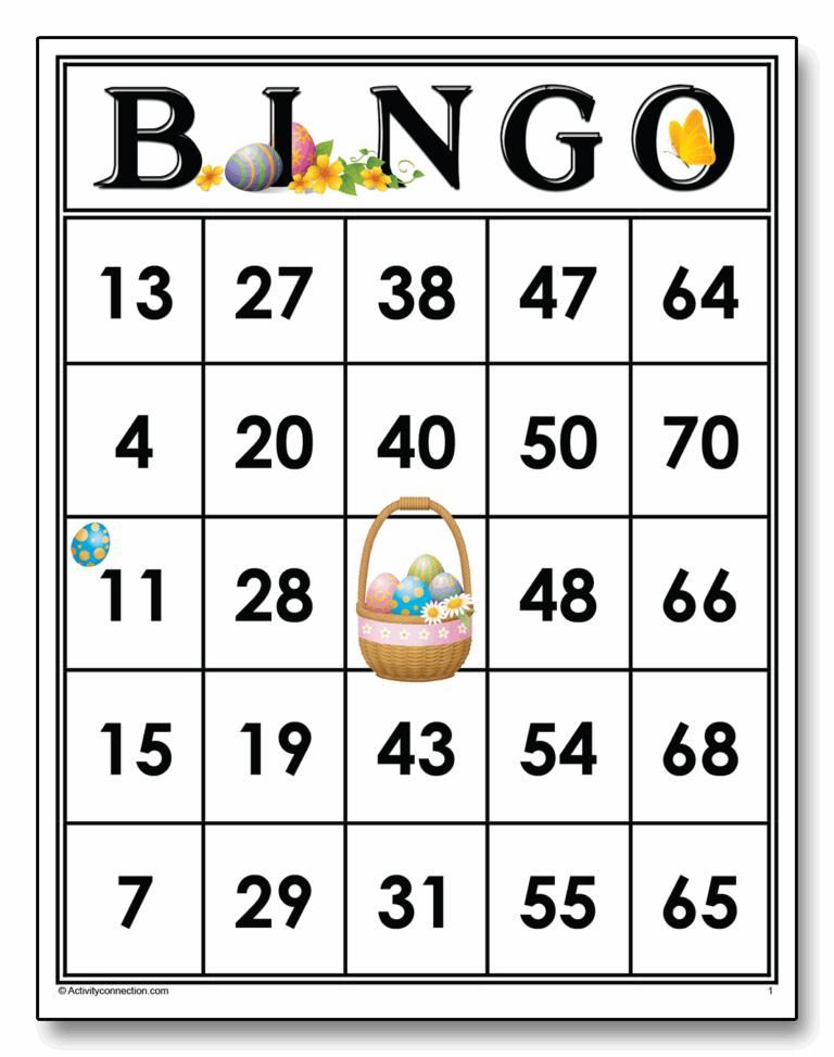 Easter Bingo Cards Printable Activity Connection