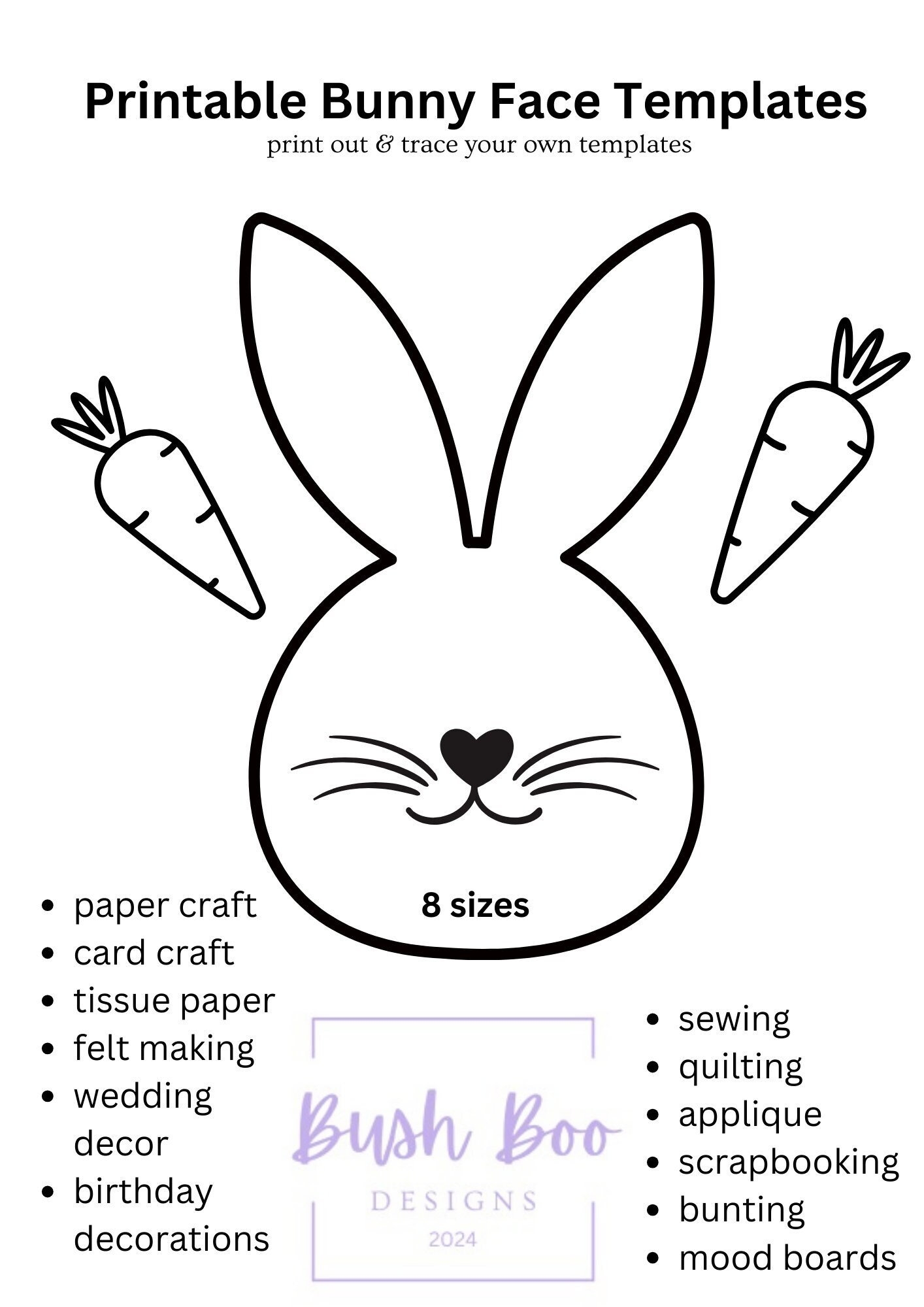 Easter Bunny Face Templates Print Out 4 Page Bunny Face Template 