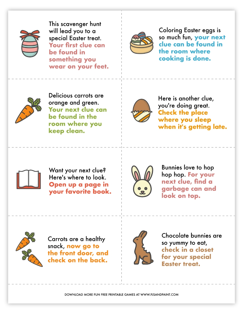 Easter Scavenger Hunt For Kids Free Printable Game Pjs And Paint Worksheets Library