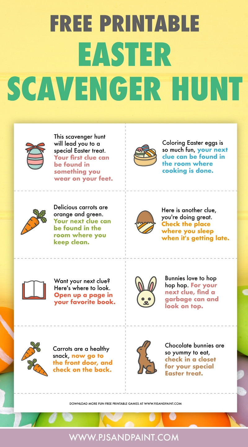Easter Scavenger Hunt For Kids Free Printable Game Pjs And Paint Worksheets Library