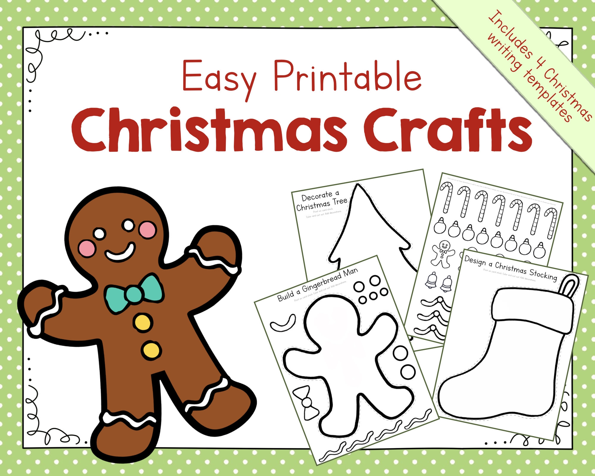 Easy Printable Christmas Crafts And Writing Templates Etsy Hong Kong