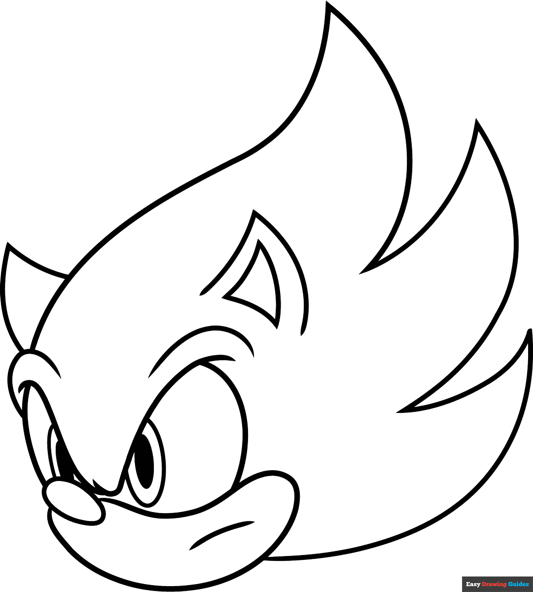 Easy Super Sonic Face Coloring Page Easy Drawing Guides