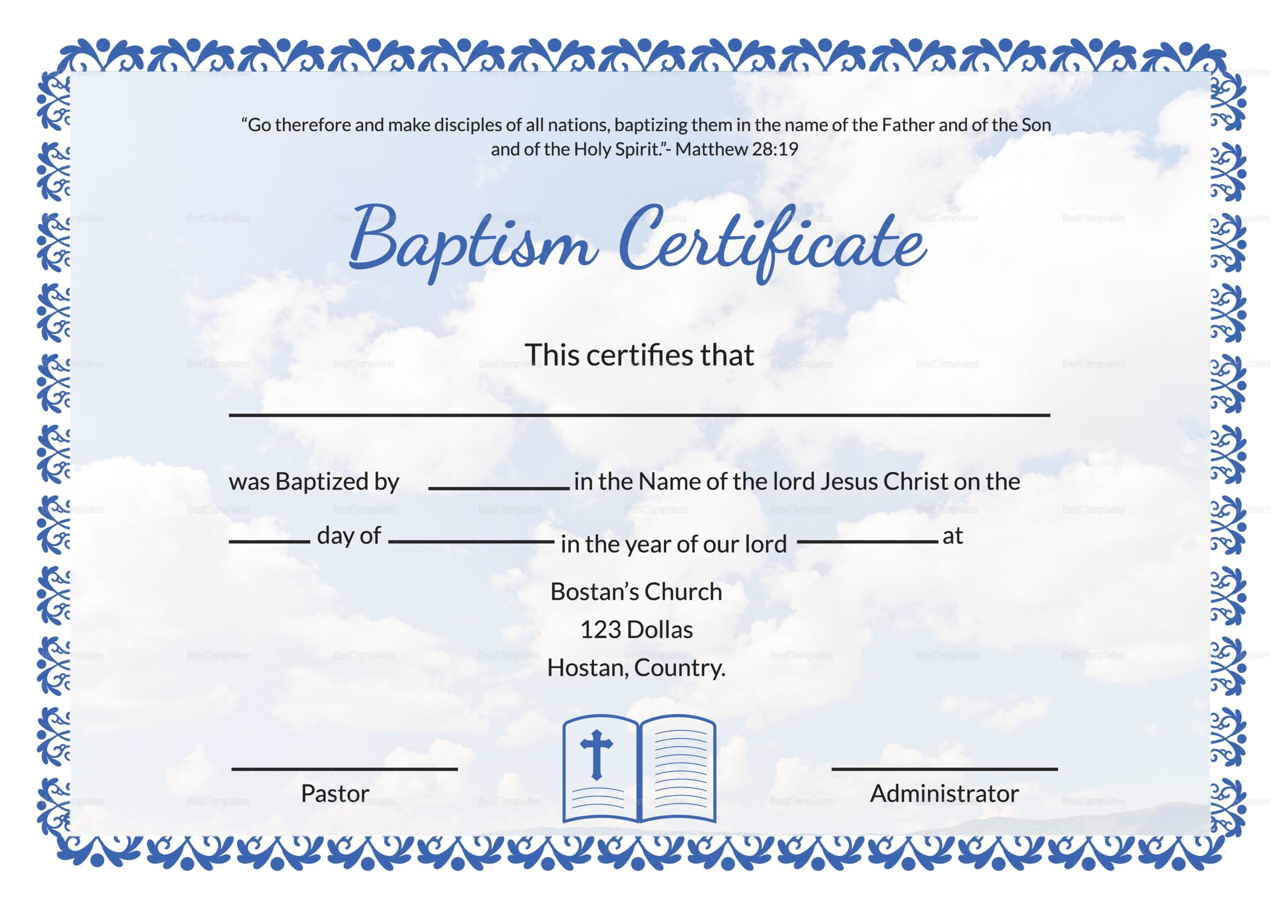 Baptism Certificate Free Printable