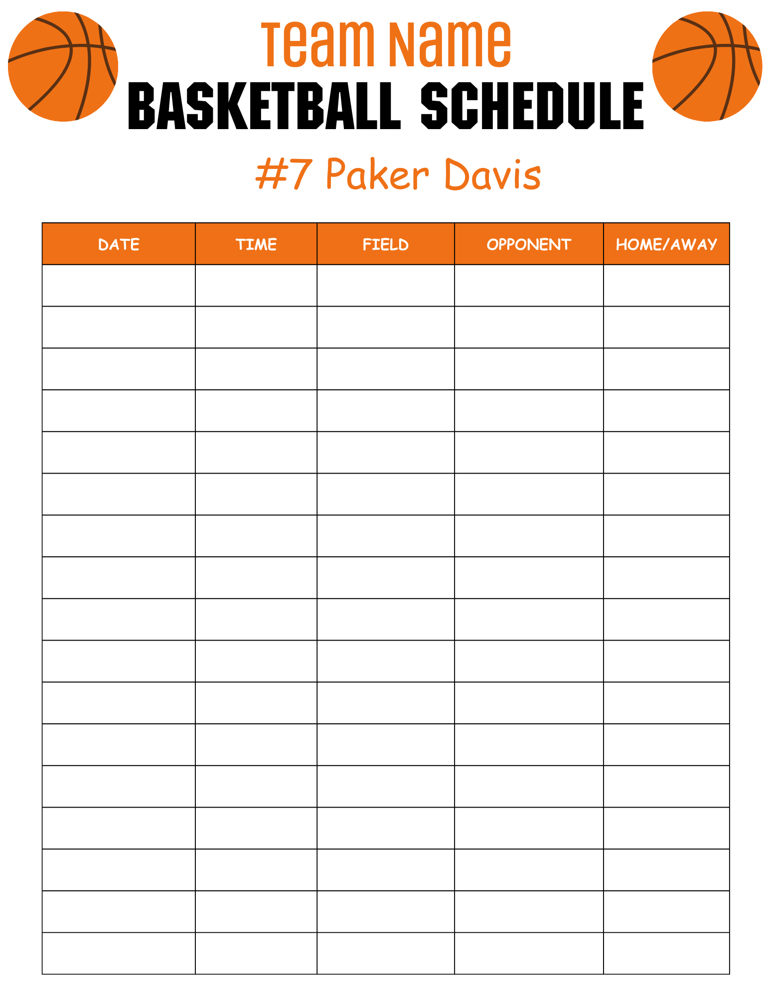Editable Basketball Practice Schedule Template Pdf Instant Download 